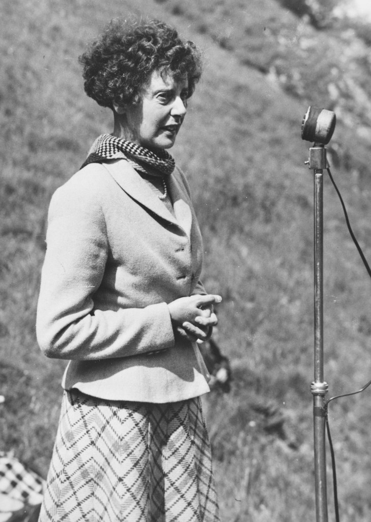 Ethel addressing a 1930s Ramblers' rally for access in Winnats Pass. © CPRE Peak District and South Yorkshire