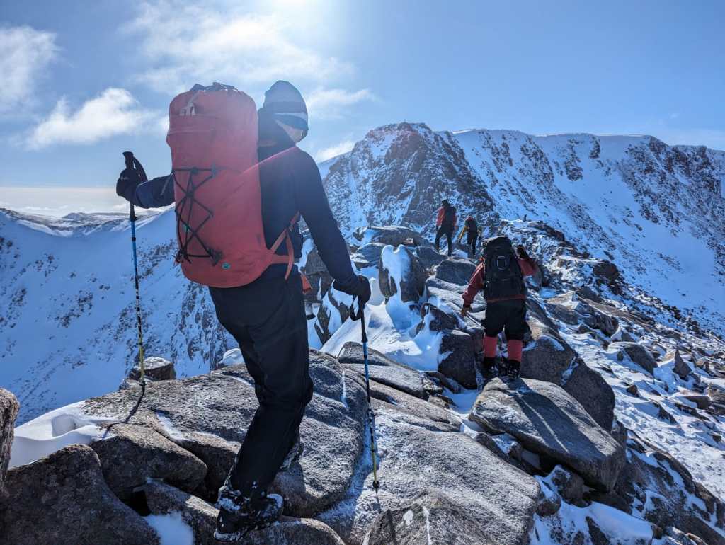 Ridges can offer safer routes after snowfall. Credit Louise Tully