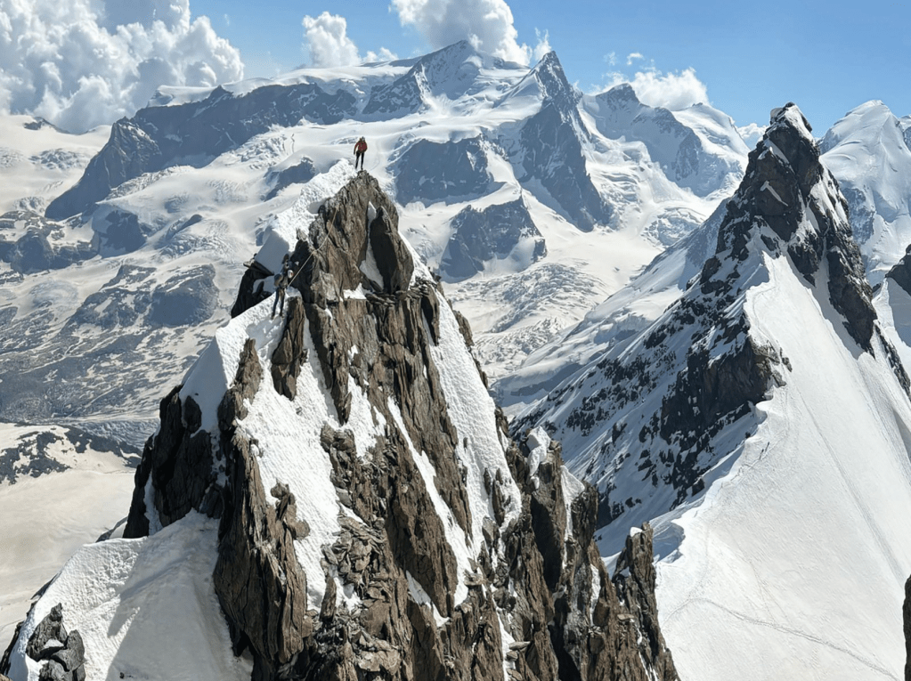 alpine prep - Climbers on the Half Traverse of the Breithorn (4160m) Zermatt, Switzerland