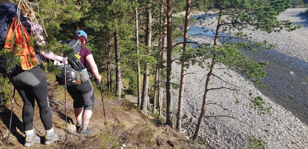 ArmstrongE Jeni and Kirsty crossing landslides in Glen Feshie