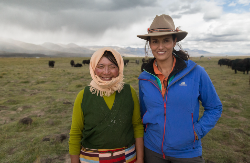 Mary-Ann with Namdruh, the matriarch of a yak herding family in Damxung county, Tibet. Credit: Cloud Wang