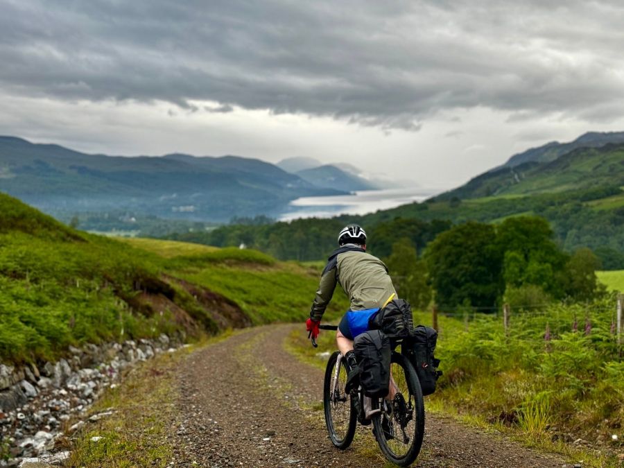 Carlton Reid in Scotland on a round Britain ride this summer. Credit: Supplied.